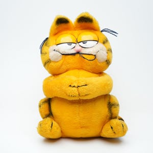 Garfield Plush Figure Vintage 80s 90s, 30 Cm Licensed Soft Toy, United Feature Classic Comic Cat With Plastic Eyes