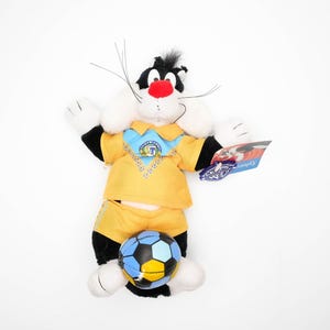 Vintage Sylvester the Cat Soccer Plush – Looney Tunes by Play By Play (1998, 23 cm, Tags)