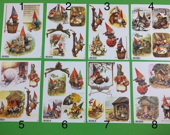 David The Gnome Rien Poortvliet 8 Different Decoupage Paper Cut Sheet You Choose