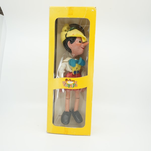 Vintage Pelham Puppet Pinocchio incl box 1960's | Vintage Marionette Doll |