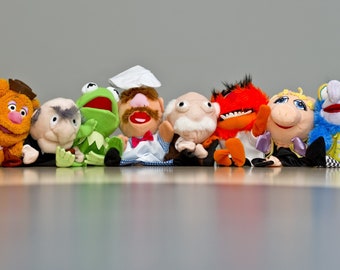 Rare Disney Muppets Hand Puppets dolls: Miss Piggy, Kermit, Fozzie, Swedish Chef, Gonzo, Waldorf & Statler (8 very rare handpuppets)