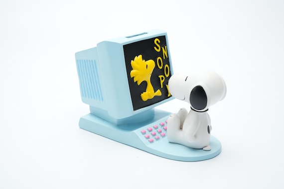 Vintage Snoopy Money Box – Computer Design With Woodstock – 11 Cm