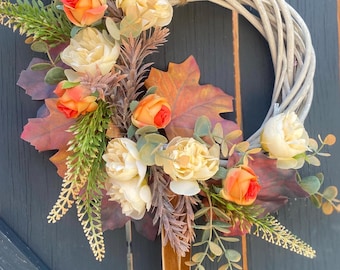 Autumn wreath, autumn leaves, fall wreath, year round wreath, all year wreath, small wreath, autumnal wreath, wreath, artificial wreath