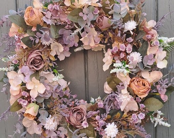 Autumn wreath, wreath, all year wreath, door wreath, wreath for door, autumn decor, autumn decorations, wall, faux flowers, spring wreath