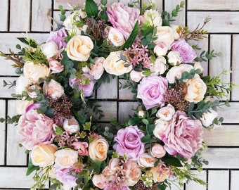 Summer wreath, door wreath, wreath, spring wreath, wreath front door, flower wreath, artificial wreath, artificial wreath, rose peony wreath