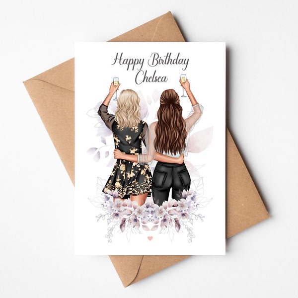 Personalised best friend birthday card, friend birthday card, bestie birthday card, custom made card, friendship card, envelope, bff card