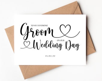 To my groom on our wedding day card, to my husband on our wedding, for my groom on our wedding day, wedding day cards, groom card from bride