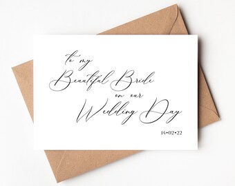 To my beautiful bride card, to my bride on our wedding day, wife wedding card, I can't wait to marry you card, wife to be card, future wife