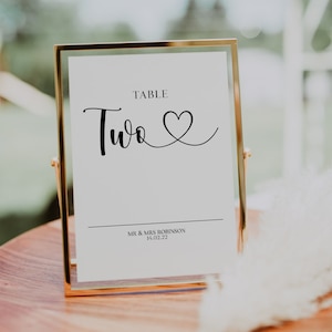 PERSONALISED table numbers, table numbers wedding, simple table numbers, table number signs, wedding reception sign, elegant, modern, card