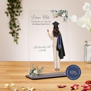 Graduation gift for her, graduation acrylic plaque, gift for daughter graduation, class of 2025, female graduation, graduation illustration