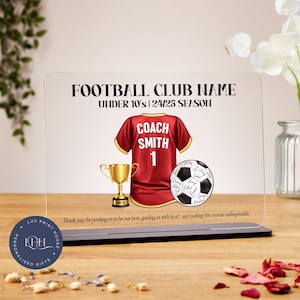 Personalised football coach gift, football manager gift, sports team gift, thank you coach, end of season acrylic plaque, coach appreciation