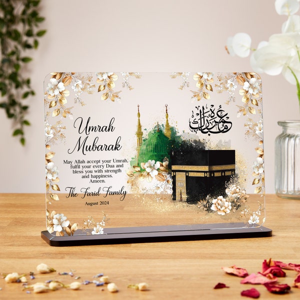 Regalos personalizados de Umrah Mubarak, placa acrílica, regalos islámicos, Hajj Mubarak, Umrah Mubarak, Umrah Kaaba, Ramadán Mubarak, Eid Mubarak