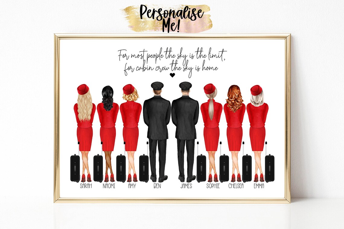 Cabin crew print flight attendant gifts cabin crew poster Etsy
