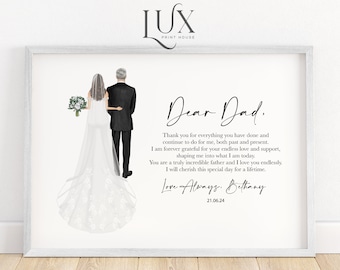 Father of the bride gift, father of the bride print, father of the bride poem, personalised gifts, gift for dad on wedding day, wedding gift