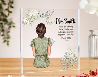 Female teacher gifts, thank you teacher acrylic block, end of year, personalised women teacher gift for her, end of term, teaching assistant