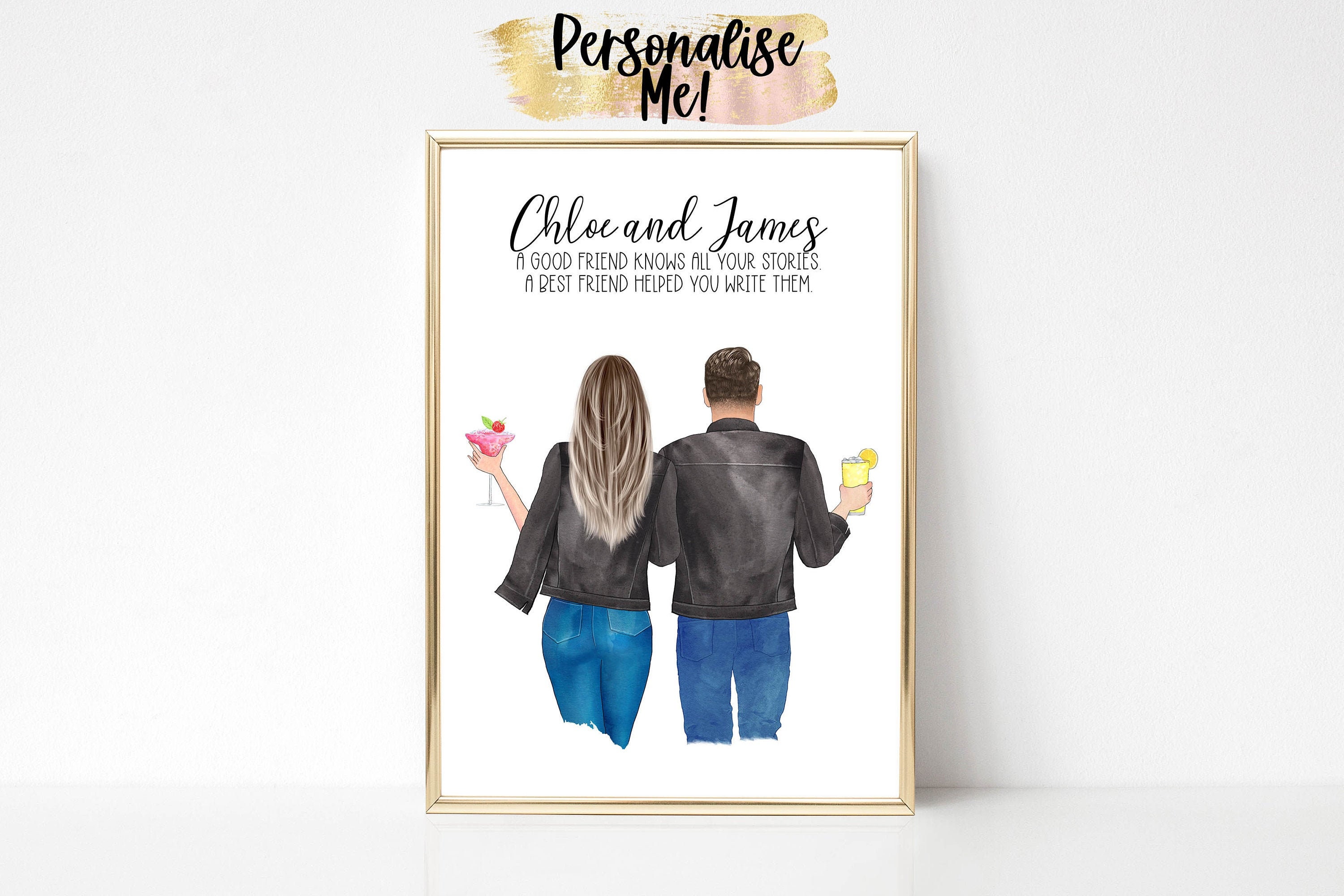 Best friend print boy and girl print best friend gift Etsy