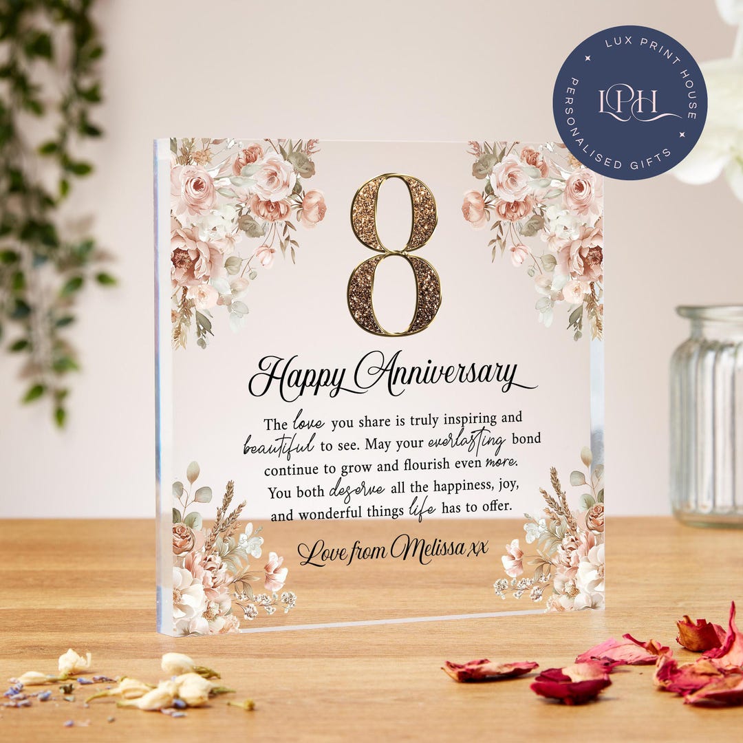 8th ANNIVERSARY　ANNIVERSARY THANKS FAIR 8th Wedding Anniversary Gift, Acrylic Block, Bronze Wedding