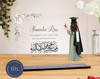 Muslim graduation gifts for girl, personalised graduation acrylic plaque, class of 2025, daughter, female grad gift, islamic graduation