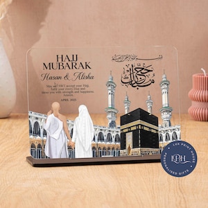 Hajj Mubarak gifts for couple, personalised acrylic plaque, Islamic, Umrah Mubarak, Pilgrimage, Kaaba, Ramadan, Eid, Mum, Dad, Muslim gifts