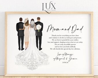 Parents of the bride and groom print, family wedding print, gift to parents of the bride, wedding poem, mum and dad on my wedding day, mom
