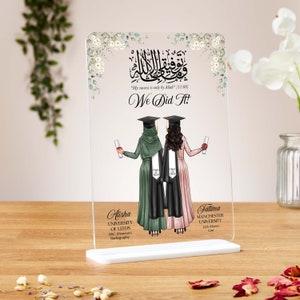 Muslim best friend graduation gift, islamic graduation gift, 2 person group graduation, acrylic plaque, daughter, sister, friend, 2024, 2025