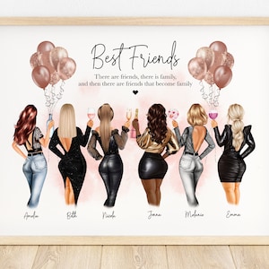 Group friendship print, best friend gift, group of friends print, best friend print, best friend picture, girl group, friend gift, girl gang