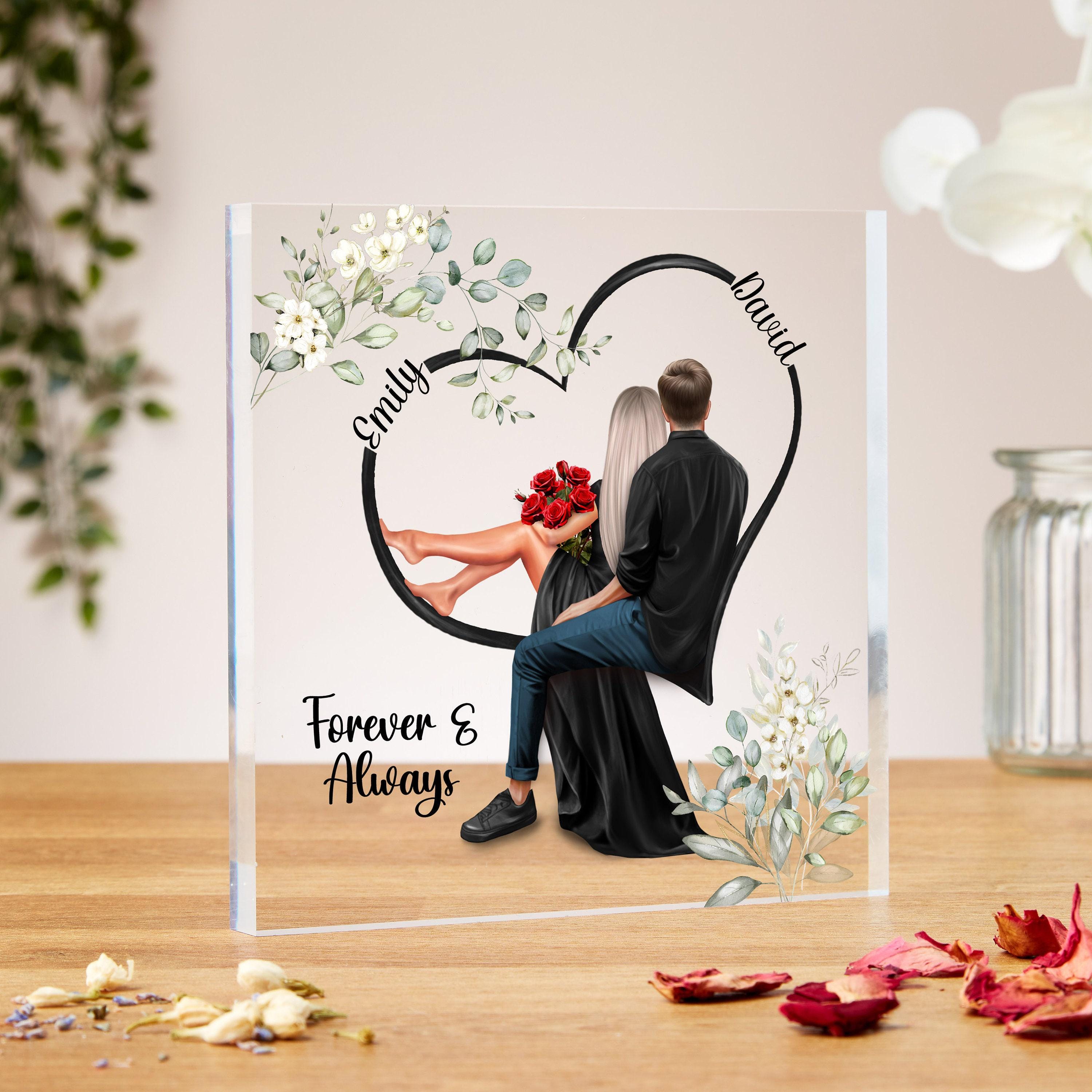 Valentines day gifts, personalised couple acrylic block, birthday gift, 1st  anniversary gift, girlfriend, husband, boyfriend, wife present