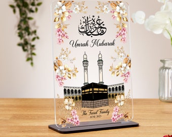 Personalised Umrah Mubarak gift, clear acrylic plaque, Islamic gift, Nikkah Mubarak, Hajj Mubarak, Umrah Kaaba, Ramadan Mubarak, Eid Mubarak