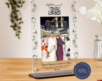 Umrah Mubarak photo acrylic plaque, personalised Hajj photograph gift, Mum and Dad, custom Islamic gift, Ramadan, Eid, hajj pilgrimage
