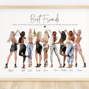 Group friendship print, best friend gift, group of friends print, best friend print, best friend picture, girl group, friends gift, birthday