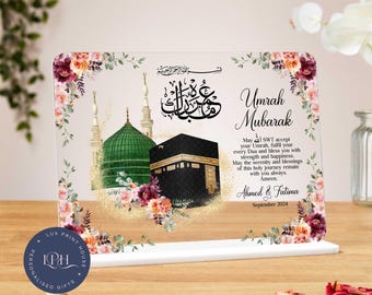 Personalised Umrah Mubarak gifts, acrylic plaque, Islamic Gift, Hajj Mubarak, Umrah Mubarak, Kaaba, Ramadan Mubarak, Eid Mubarak, Mum, Dad