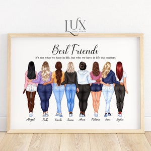 Group friendship print, best friend gift, group of friends print, best friend print, best friend picture, girl group, friends gift, birthday