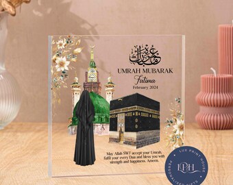 Umrah Mubarak gifts, acrylic block, Personalised Islamic Gift, Hajj Mubarak present, Umrah Mubarak, Kaaba, Ramadan, Eid Mubarak, Mum, Sister
