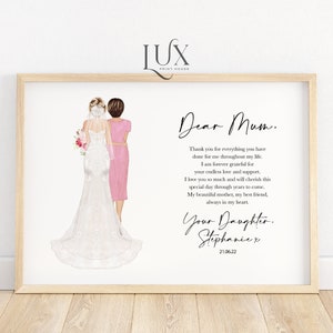 Mother of the bride print, gift for mother of the bride, mother of the bride quote, mother of the bride portrait, wedding poem keepsake