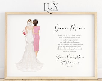 Mother of the bride print, gift for mother of the bride, mother of the bride quote, mother of the bride portrait, wedding poem keepsake