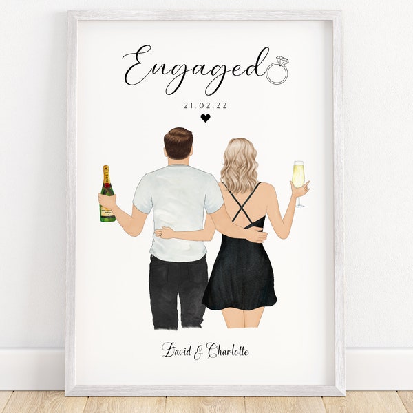 Personalised engagement print, couples engagement print, engagement poster, engaged gift, fiance present, engagement gift, congratulations
