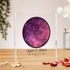 Custom star map acrylic block, night we met constellation, anniversary night sky gift, engagement gift, our first date map, astronomy