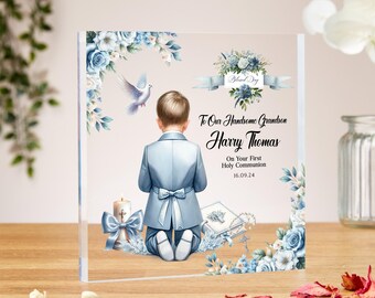 First Holy communion gifts for boys, acrylic block, Baptism Gift, grandson, son, godson, christening gift, brother, nephew, keepsake gift