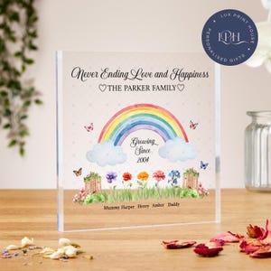Personalised family birth flowers print, family gifts, acrylic block, new home gifts, Christmas, Mother&#39;s day, custom family art, mum, dad