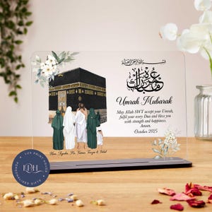 Umrah Mubarak acrylic plaque, personalised Islamic gift, custom Hajj Mubarak gifts, umrah family present, Ramadan, Eid, aunty, sister, mum