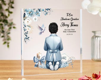 First Holy communion gifts for boys, acrylic block, Baptism Gift, grandson, son, godson, christening gift, brother, nephew, keepsake gift