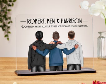 Boy best friend gift, 3 boys, male best friend, acrylic plaque, birthday gift for male friend, colleague, guy best friend, teenager, man