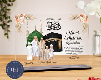 Umrah Mubarak gift acrylic plaque, personalised Islamic Gift, Hajj Mubarak gifts, Umrah Mubarak, Kaaba, Mum, Dad, Ramadan, Eid Mubarak, Dua