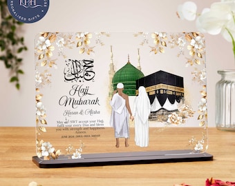 Hajj Mubarak acrylic plaque, personalised Hajj gift for couples, custom Islamic gifts, Umrah Mubarak, Ramadan Mubarak, Eid, hajj pilgrimage