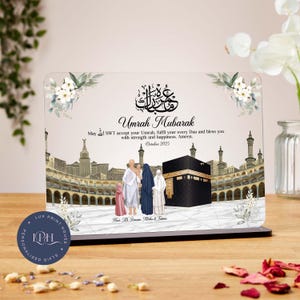 Umrah Mubarak acrylic plaque, personalised Islamic gift, custom Hajj Mubarak gifts, umrah family present, Ramadan, Eid, aunty, sister, mum