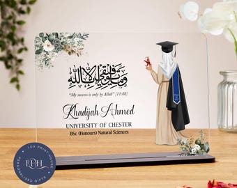 Muslim graduation gifts for girl, personalised graduation acrylic plaque, class of 2025, daughter, female grad gift, islamic graduation