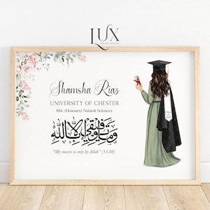 Muslim graduation gifts for girl, personalised graduation print, class of 2025, daughter, female graduation gift, islamic graduation poster