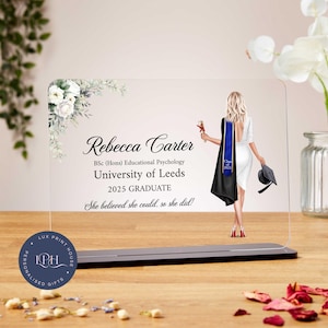Personalised graduation plaque, graduation prints, gift for her, 2025, daughter, sister, best friend, niece, floral, graduate present, girl