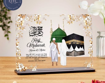 Hajj Mubarak acrylic plaque, personalised Hajj gift for couples, custom Islamic gifts, Umrah Mubarak, Ramadan Mubarak, Eid, hajj pilgrimage