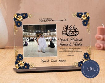 Umrah Mubarak photo acrylic plaque, personalised Hajj photograph gift, Mum, Dad, Sister, custom Islamic gifts, Ramadan, Eid, hajj pilgrimage